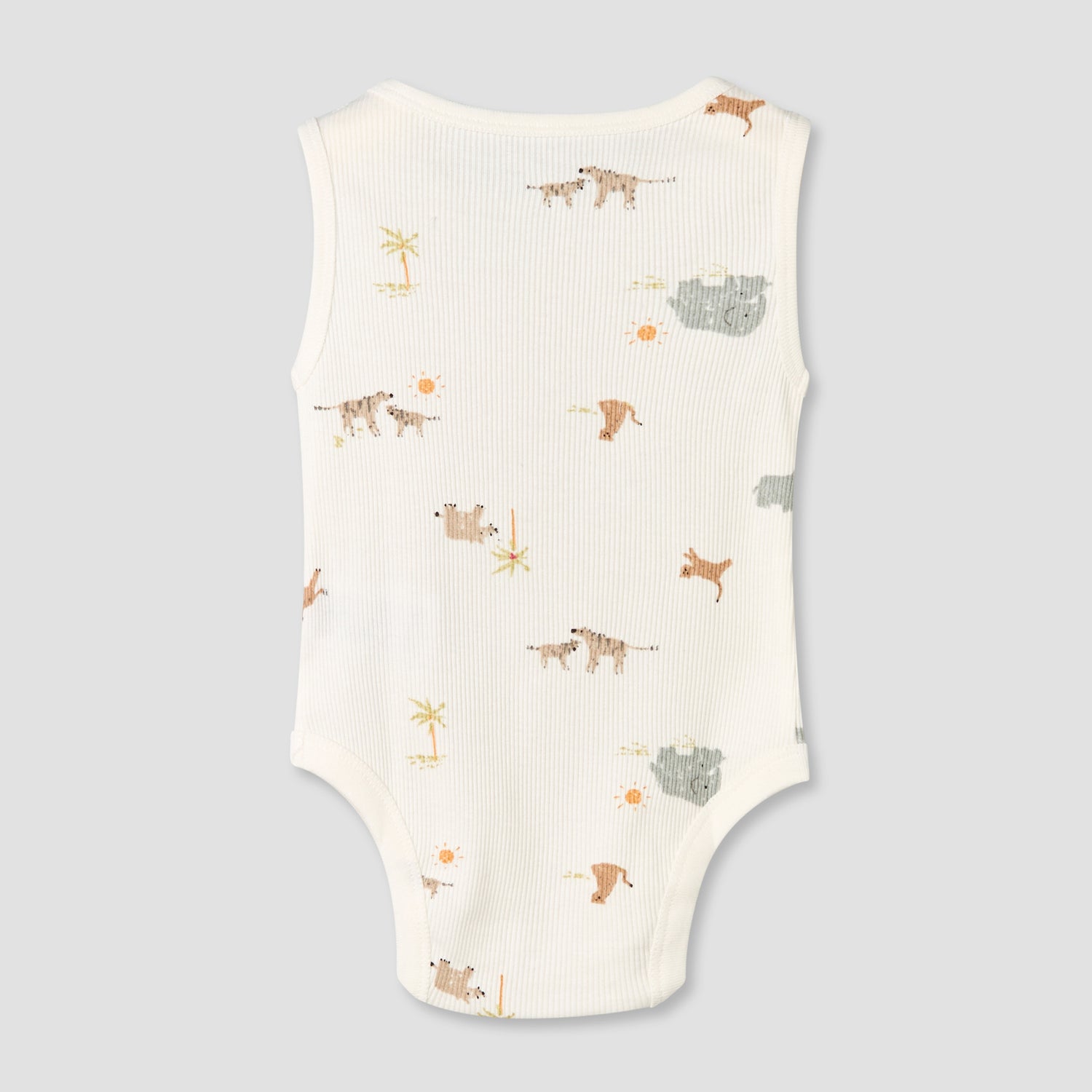 Pack of 5 Juniors Round Neck Sleeveless Bodysuit with Animal Print