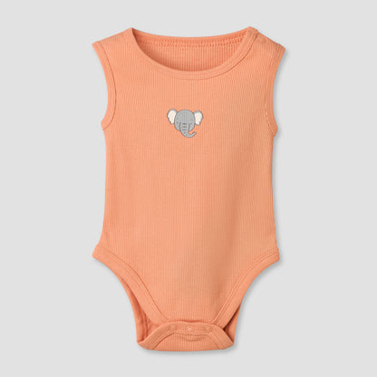 Pack of 5 Juniors Round Neck Sleeveless Bodysuit with Animal Print