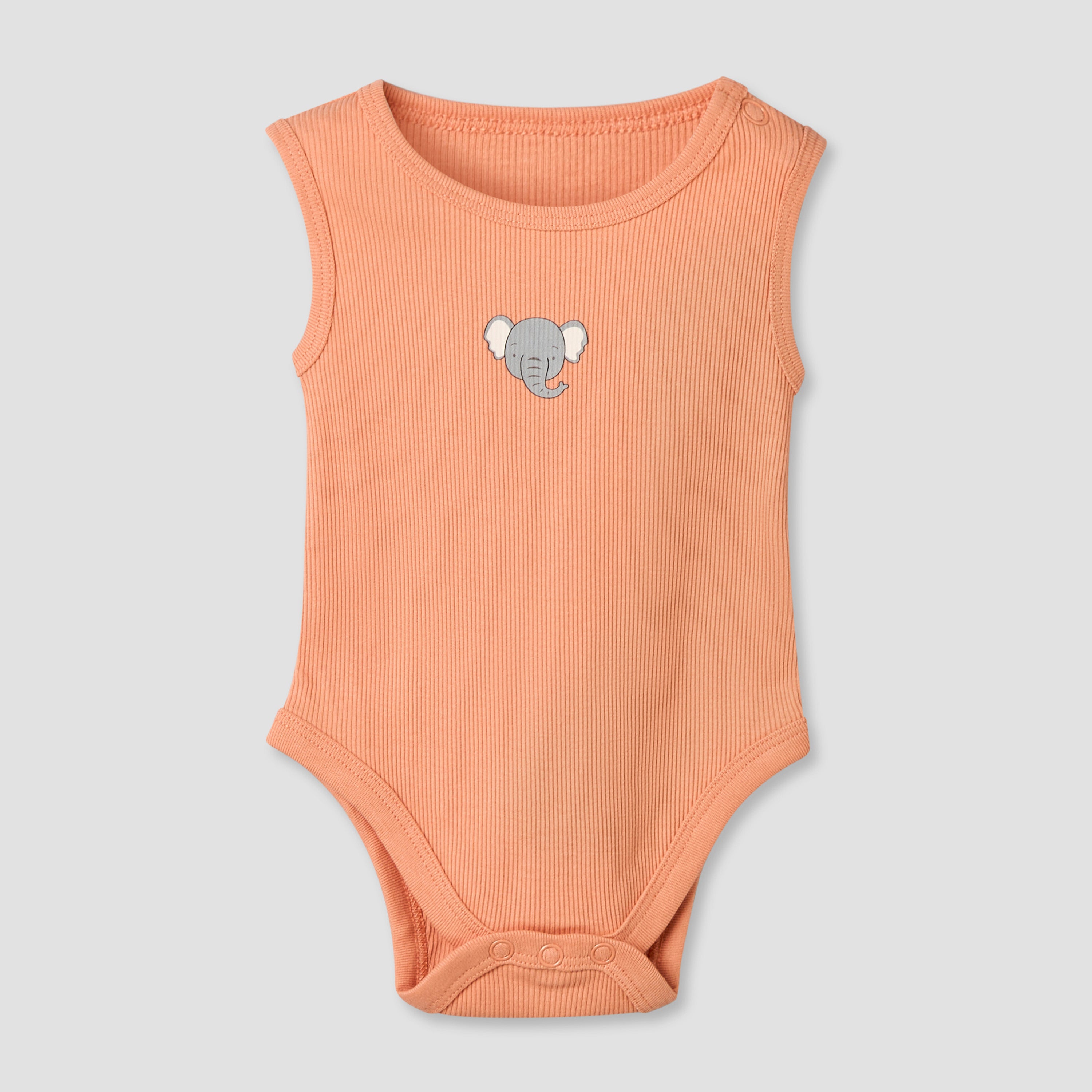 Pack of 5 Juniors Round Neck Sleeveless Bodysuit with Animal Print