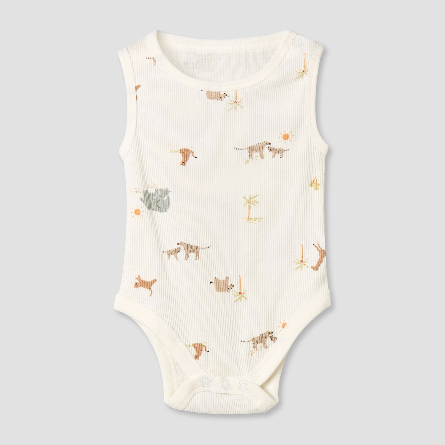 Pack of 5 Juniors Round Neck Sleeveless Bodysuit with Animal Print