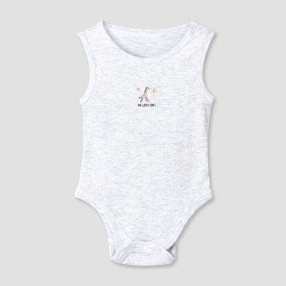 Pack of 5 Juniors Round Neck Sleeveless Bodysuit with Animal Print
