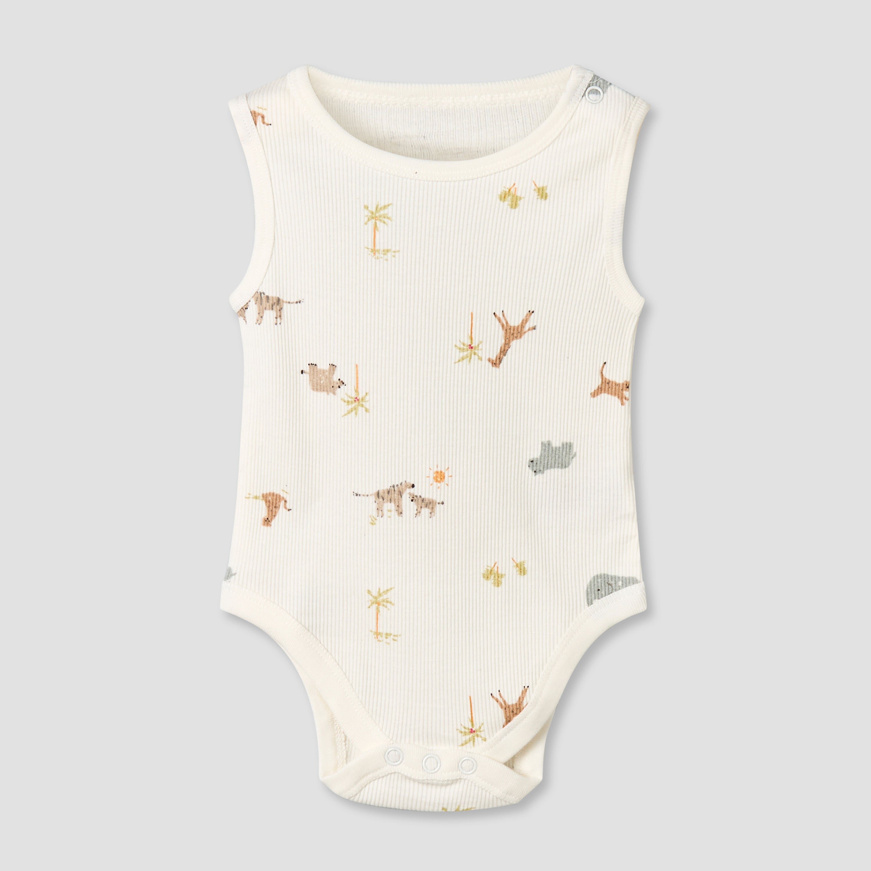 Pack of 5 Juniors Round Neck Sleeveless Bodysuit with Animal Print