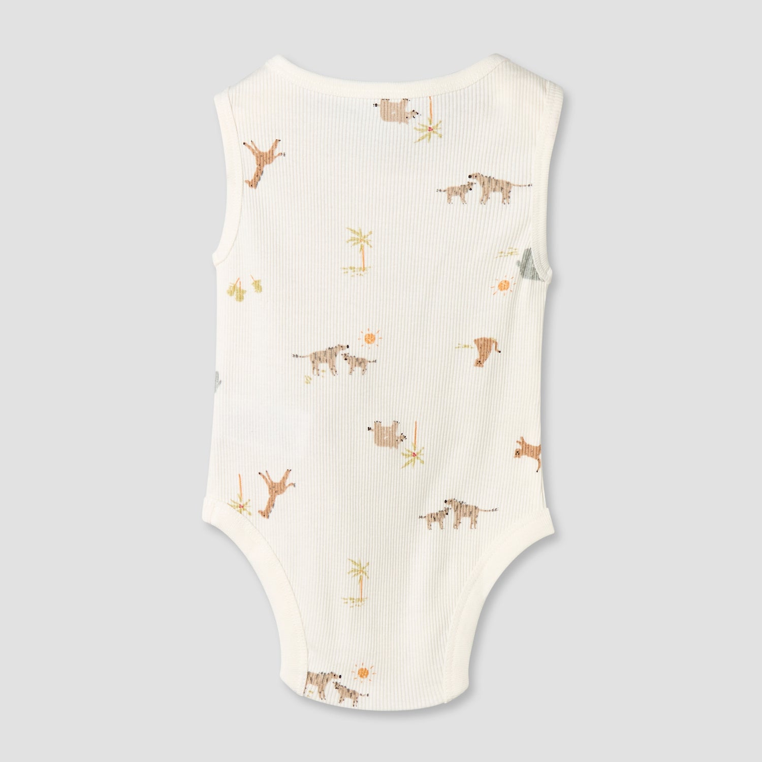 Pack of 5 Juniors Round Neck Sleeveless Bodysuit with Animal Print