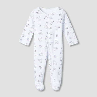 Juniors Cotton Round Neck Long Sleeves Sleepsuit with Fun Print, Set of 5