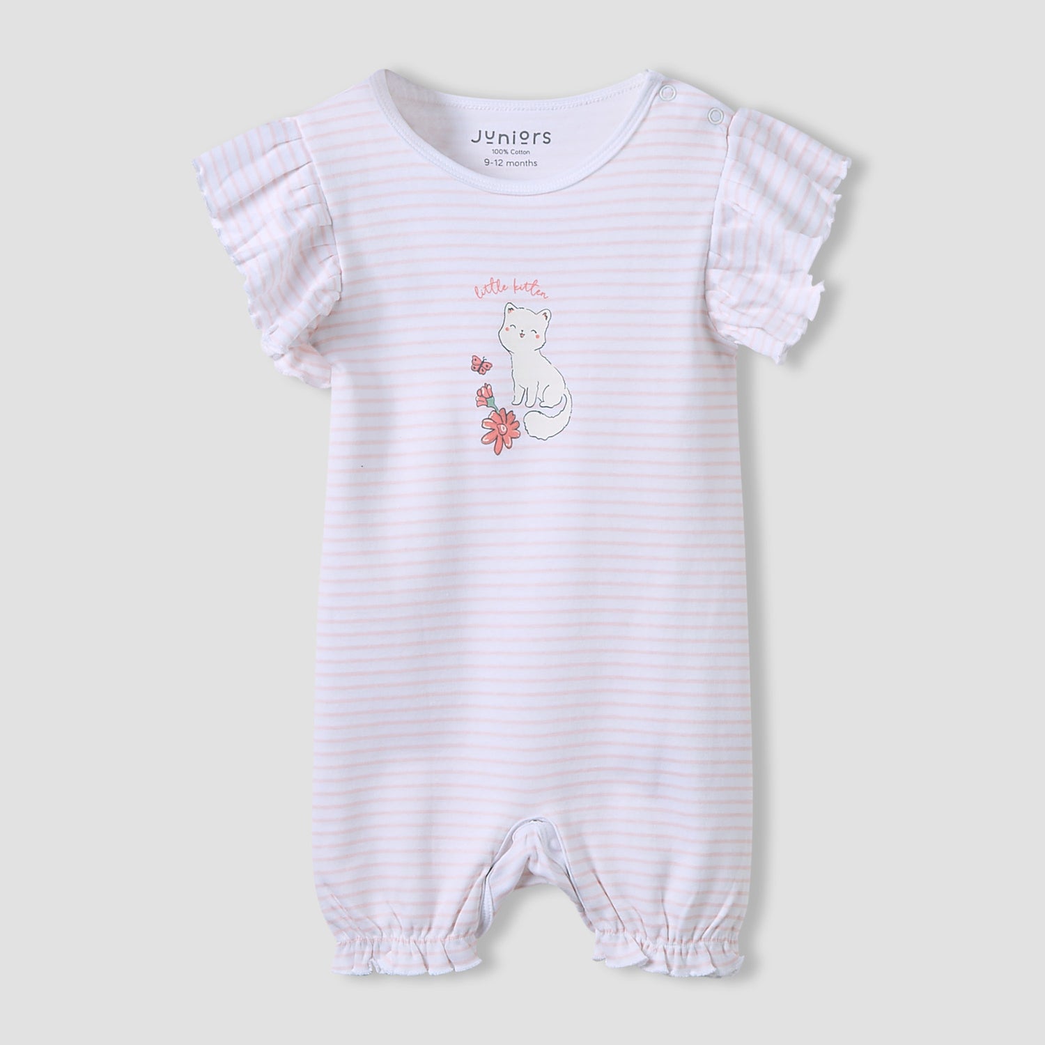 Juniors Crew Neck Romper with Print - Cotton - Short Sleeves - Set of 3
