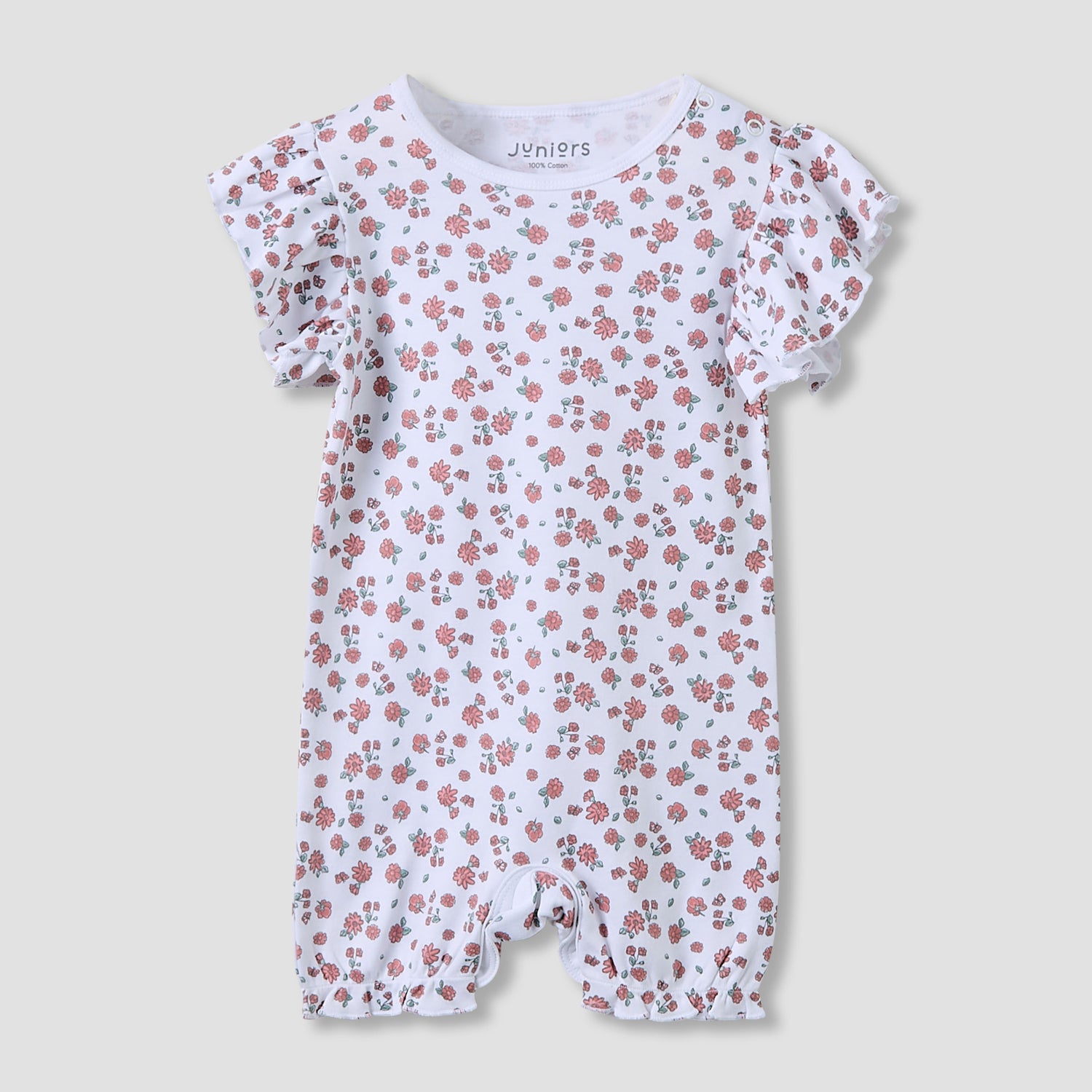 Juniors Crew Neck Romper with Print - Cotton - Short Sleeves - Set of 3