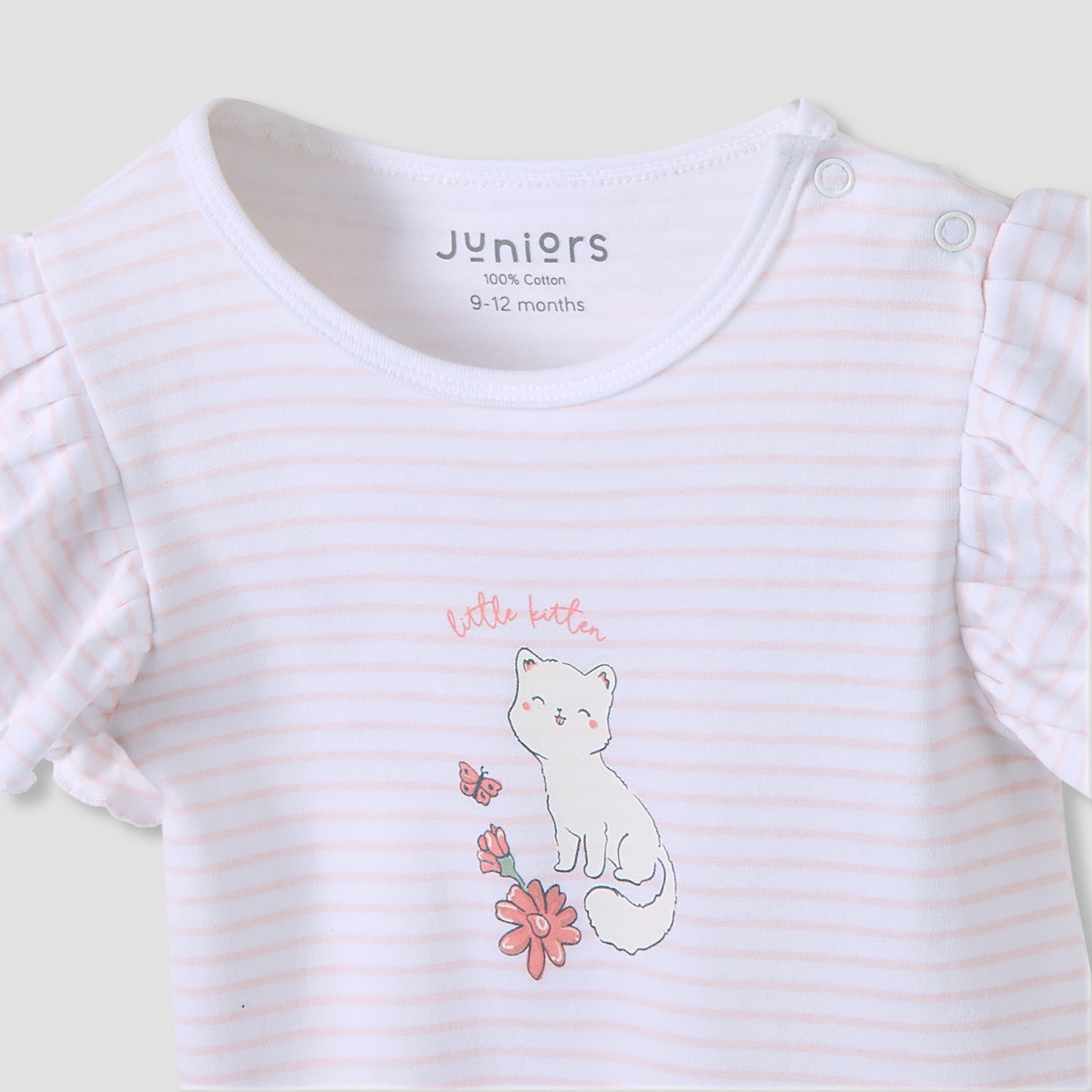 Juniors Crew Neck Romper with Print - Cotton - Short Sleeves - Set of 3