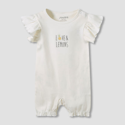 Juniors Crew Neck Romper with Print - Cotton - Short Sleeves - Set of 3