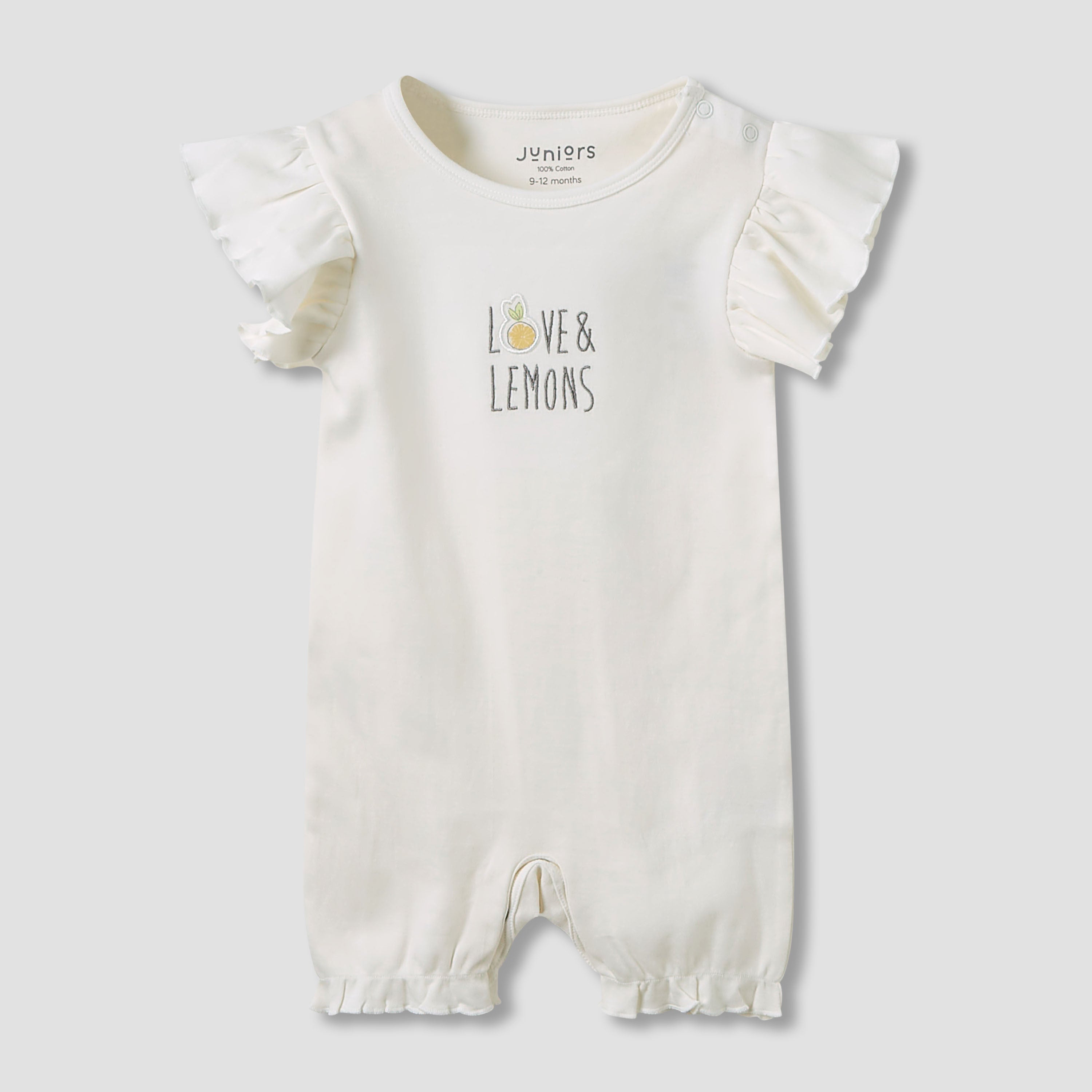 Juniors Crew Neck Romper with Print - Cotton - Short Sleeves - Set of 3