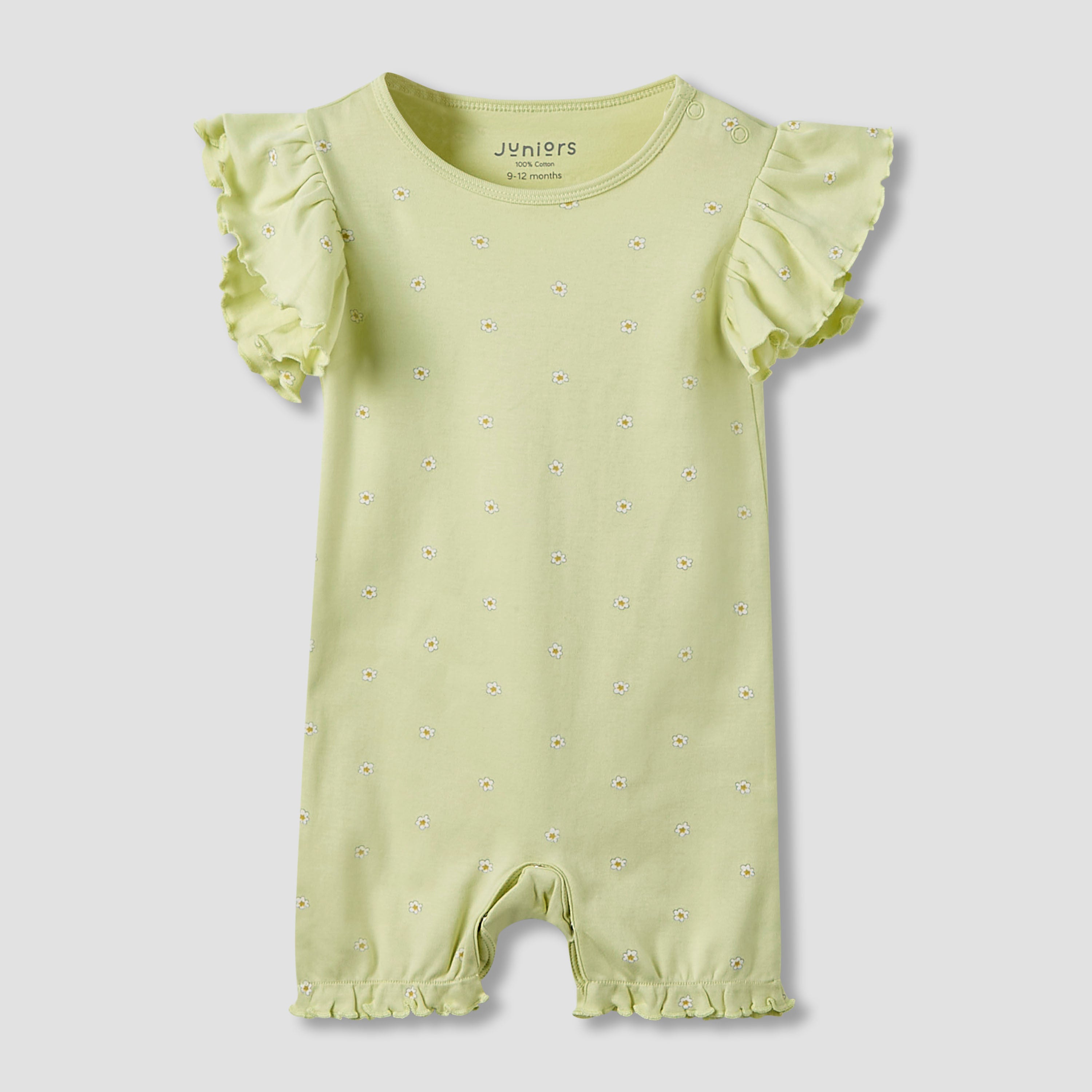 Juniors Crew Neck Romper with Print - Cotton - Short Sleeves - Set of 3