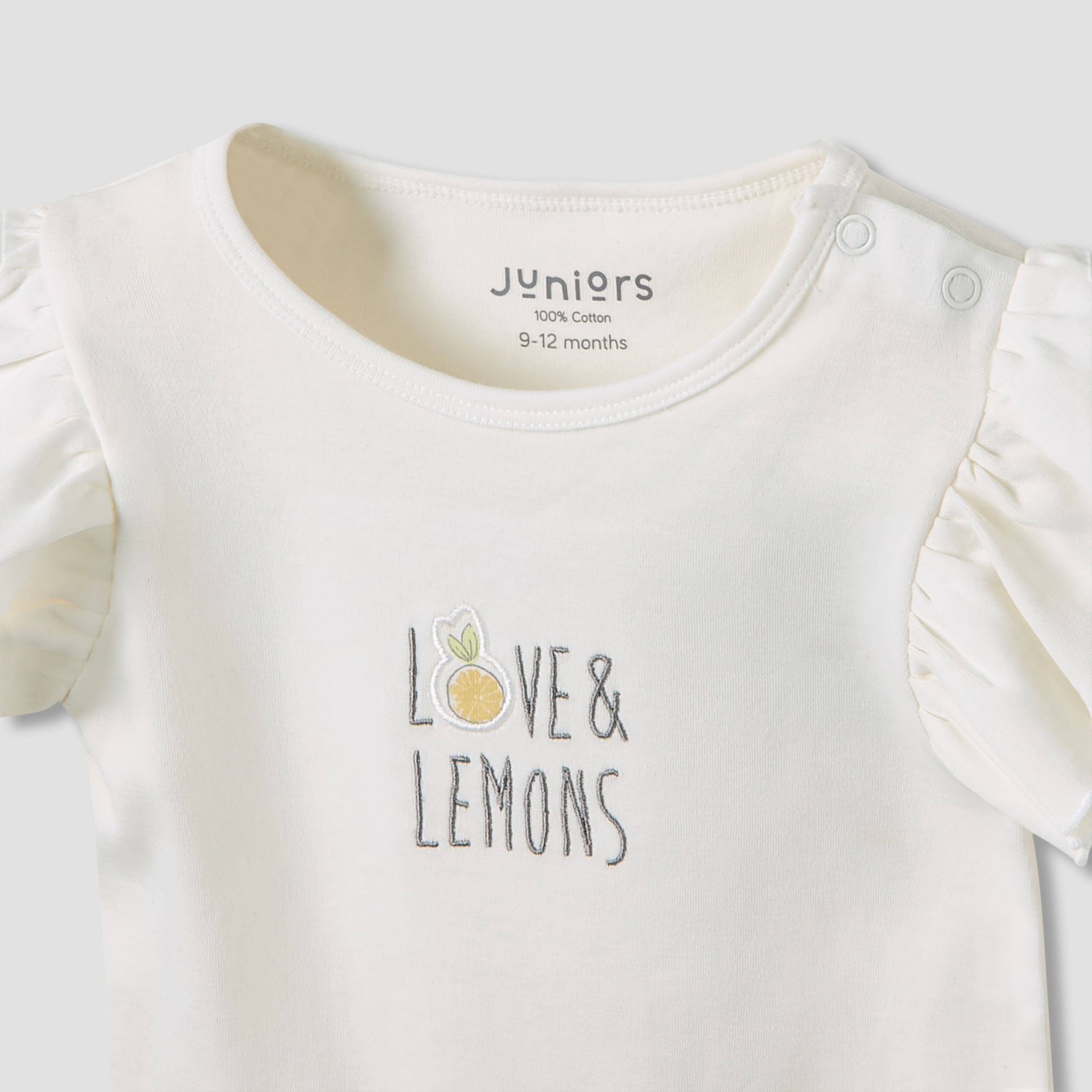 Juniors Crew Neck Romper with Print - Cotton - Short Sleeves - Set of 3
