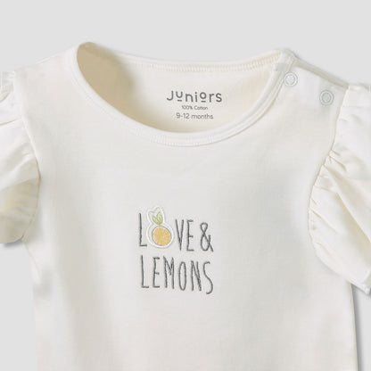 Juniors Crew Neck Romper with Print - Cotton - Short Sleeves - Set of 3