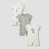 Juniors Crew Neck Romper with Dinosaur Print - Cotton - Short Sleeves - Set of 3 - Multicolour / 12-18 mths