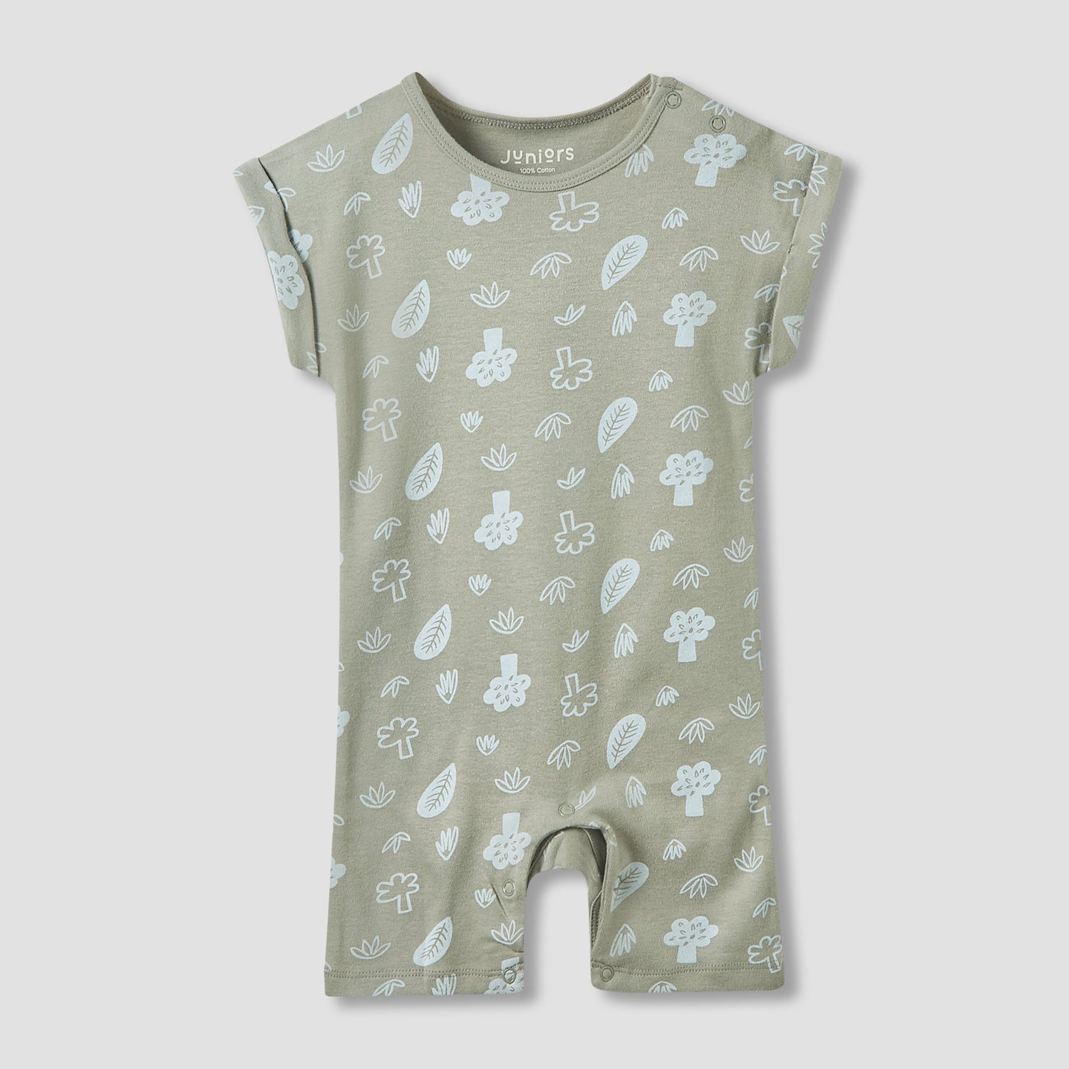 Juniors Crew Neck Romper with Dinosaur Print - Cotton - Short Sleeves - Set of 3