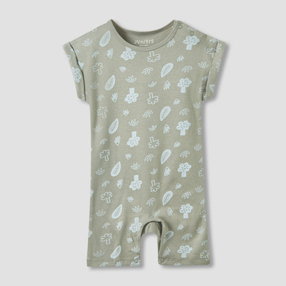 Juniors Crew Neck Romper with Dinosaur Print - Cotton - Short Sleeves - Set of 3