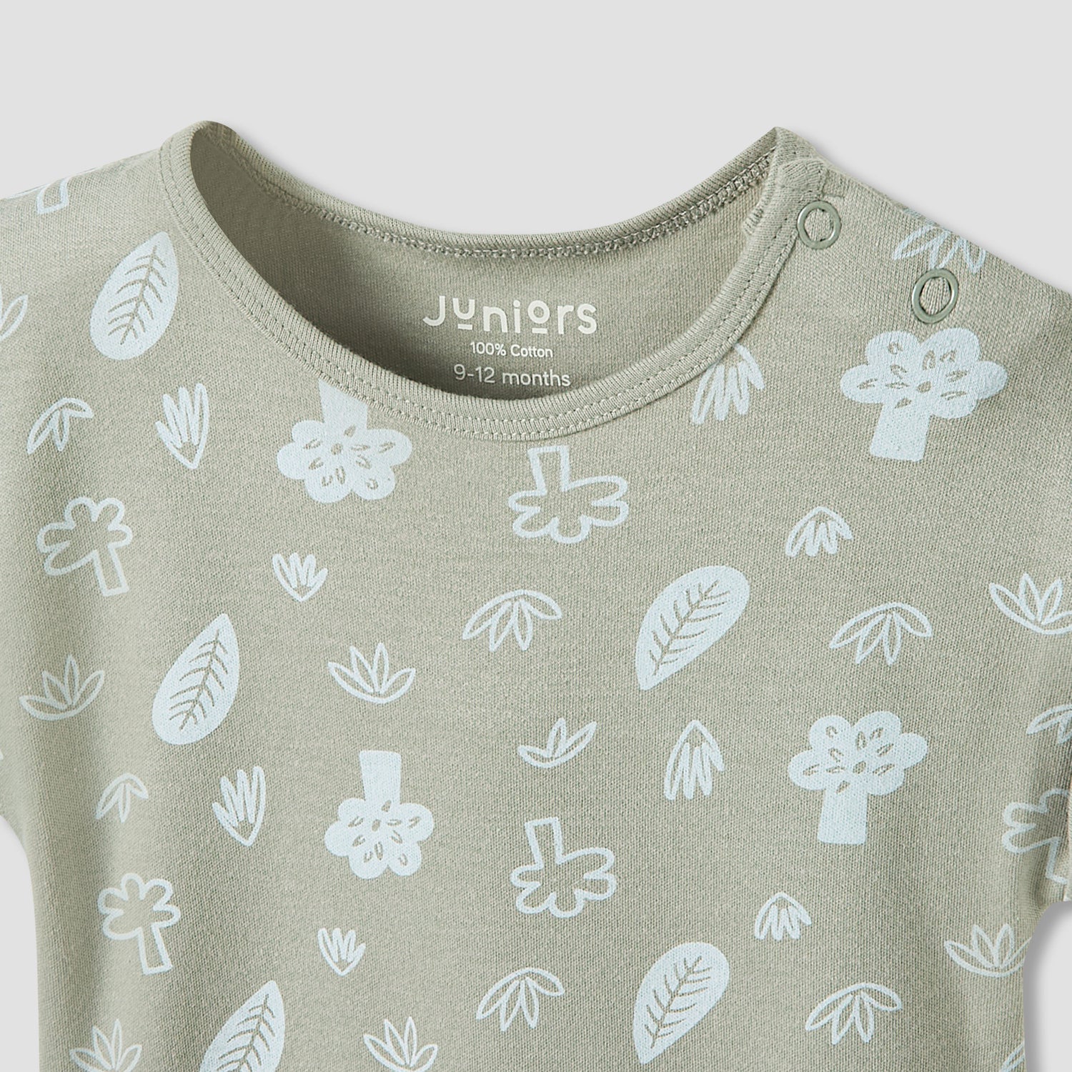 Juniors Crew Neck Romper with Dinosaur Print - Cotton - Short Sleeves - Set of 3