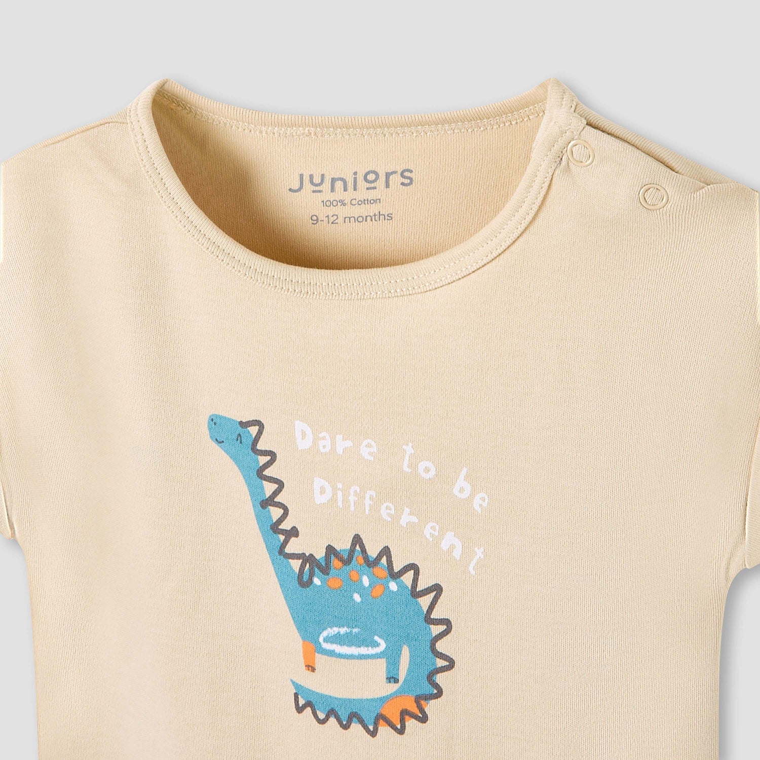 Juniors Crew Neck Romper with Dinosaur Print - Cotton - Cap Sleeves - Set of 3