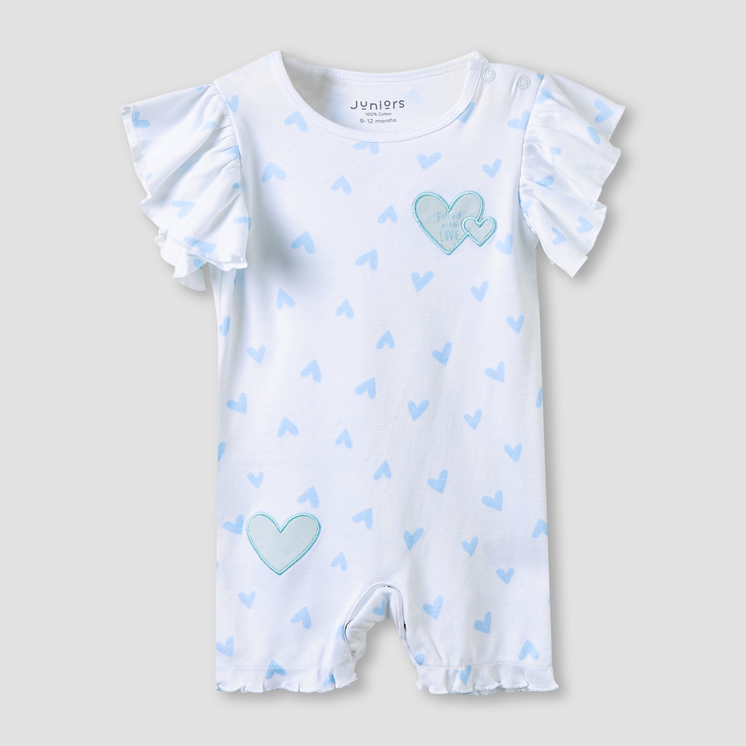 Juniors Crew Neck Romper with Print - Cotton - Short Sleeves - Set of 3