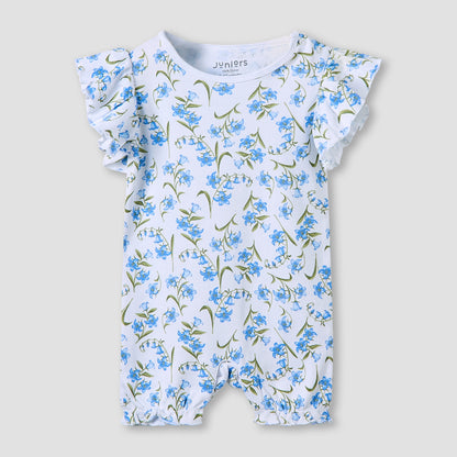 Juniors Crew Neck Romper with Print - Cotton - Short Sleeves - Set of 3