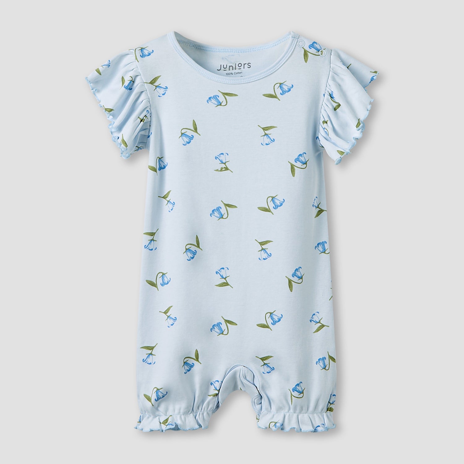 Juniors Crew Neck Romper with Print - Cotton - Short Sleeves - Set of 3