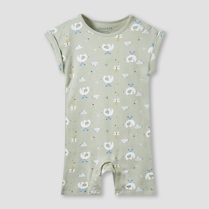 Juniors Crew Neck Romper with Print - Cotton - Short Sleeves - Set of 3