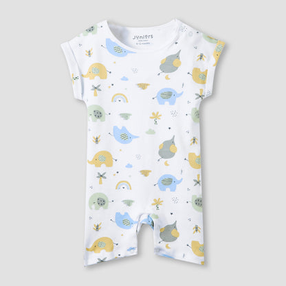 Juniors Crew Neck Romper with Print - Cotton - Short Sleeves - Set of 3