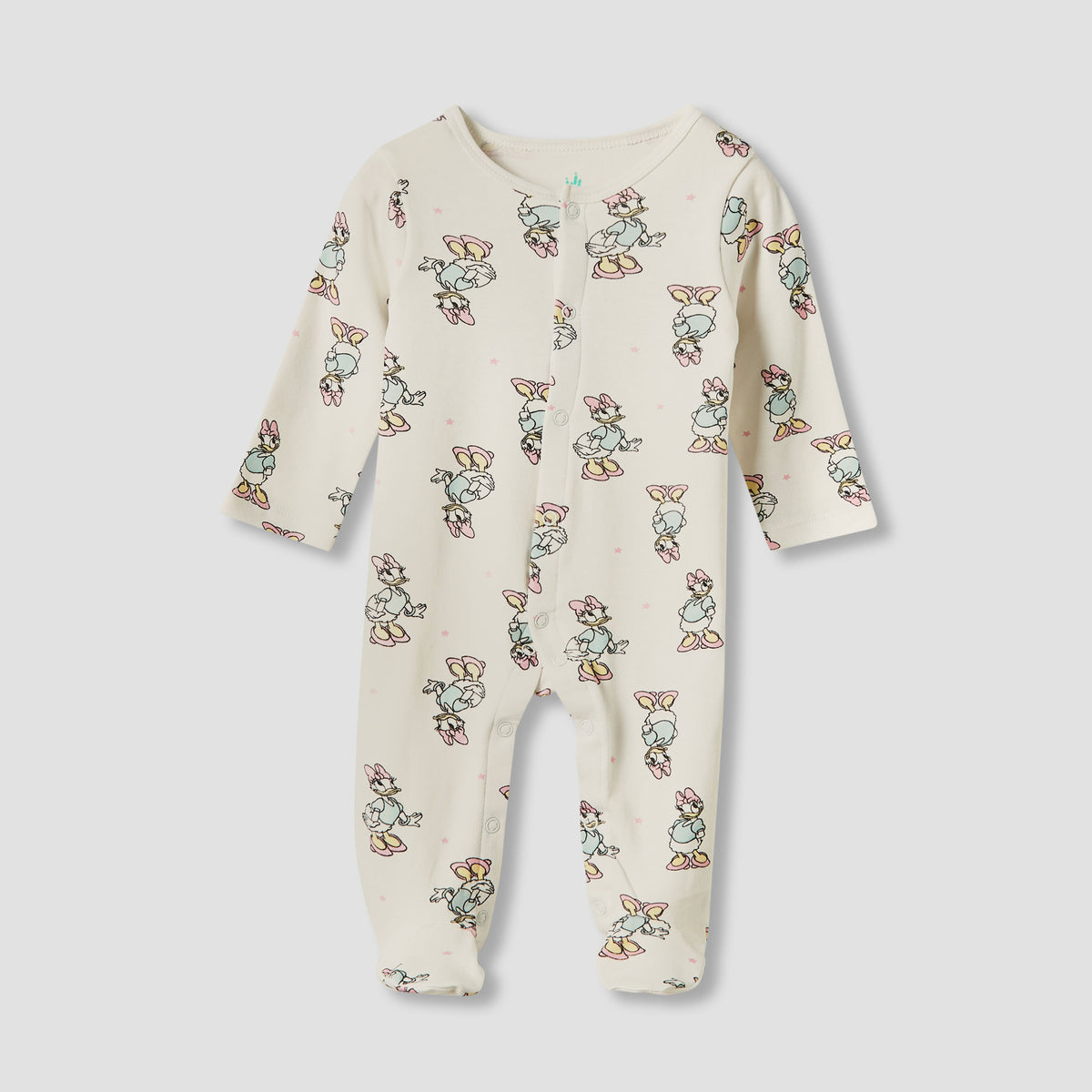 Disney Round Neck Sleepsuit with Closed Feet - Cotton - Long Sleeves - Set of 3