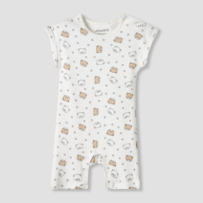 Juniors Crew Neck Romper with Print - Cotton - Short Sleeves - Set of 3