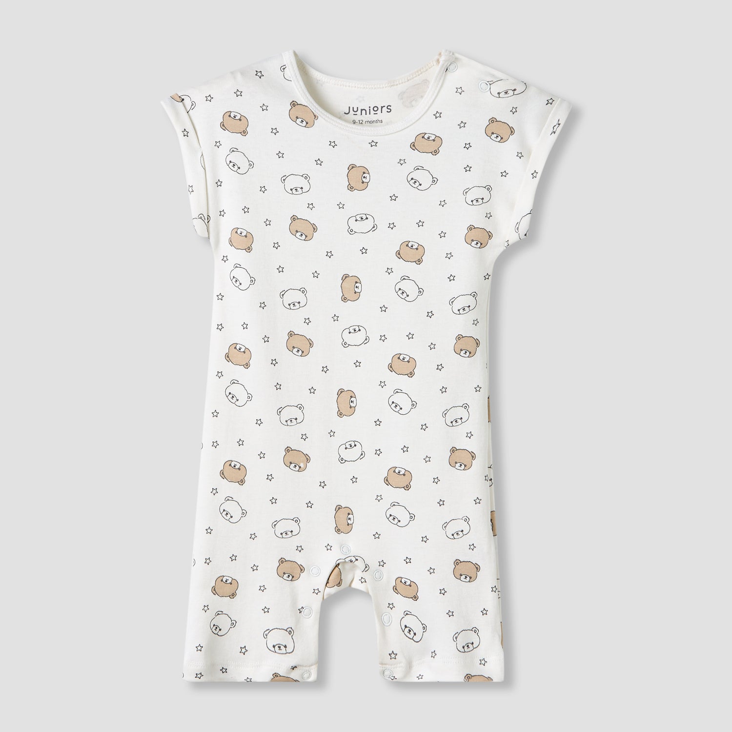 Juniors Crew Neck Romper with Print - Cotton - Short Sleeves - Set of 3
