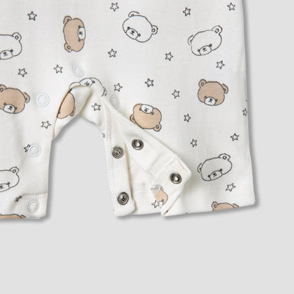 Juniors Crew Neck Romper with Print - Cotton - Short Sleeves - Set of 3