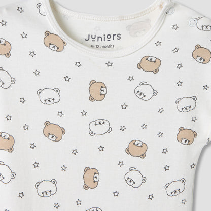 Juniors Crew Neck Romper with Print - Cotton - Short Sleeves - Set of 3