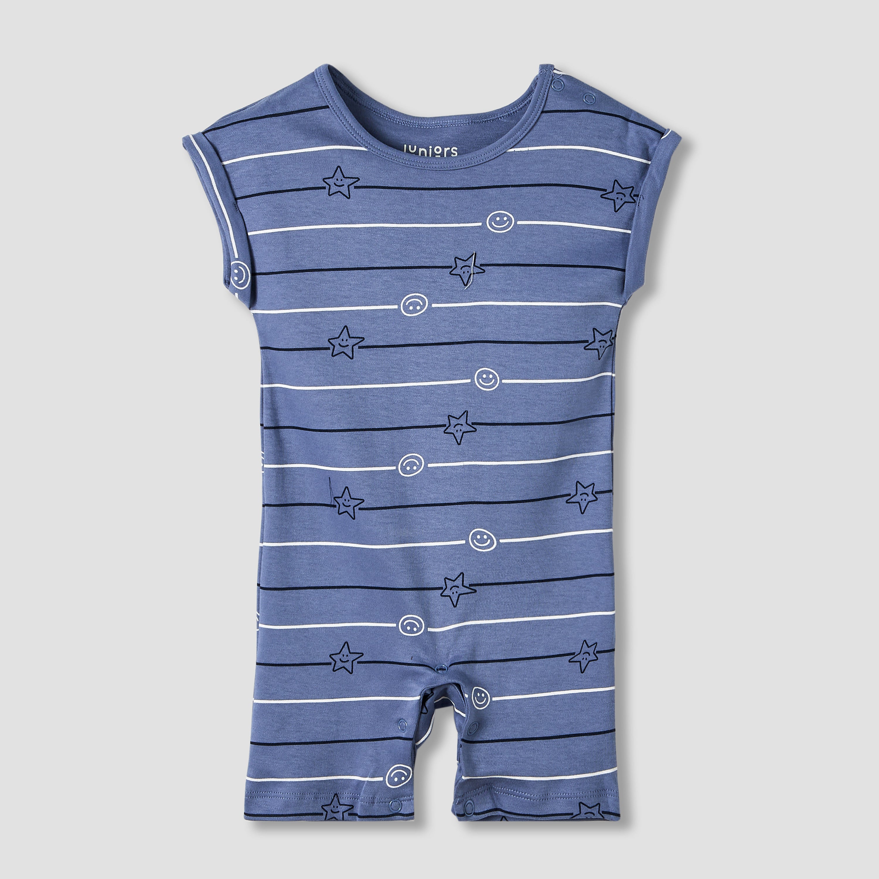 Juniors Crew Neck Romper with Print - Cotton - Short Sleeves - Set of 3