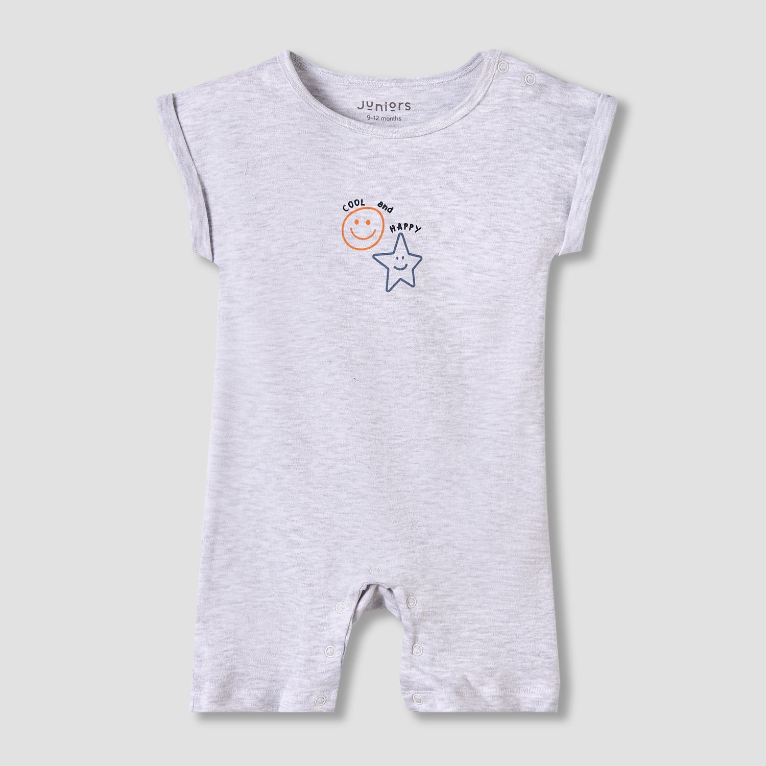 Juniors Crew Neck Romper with Print - Cotton - Short Sleeves - Set of 3