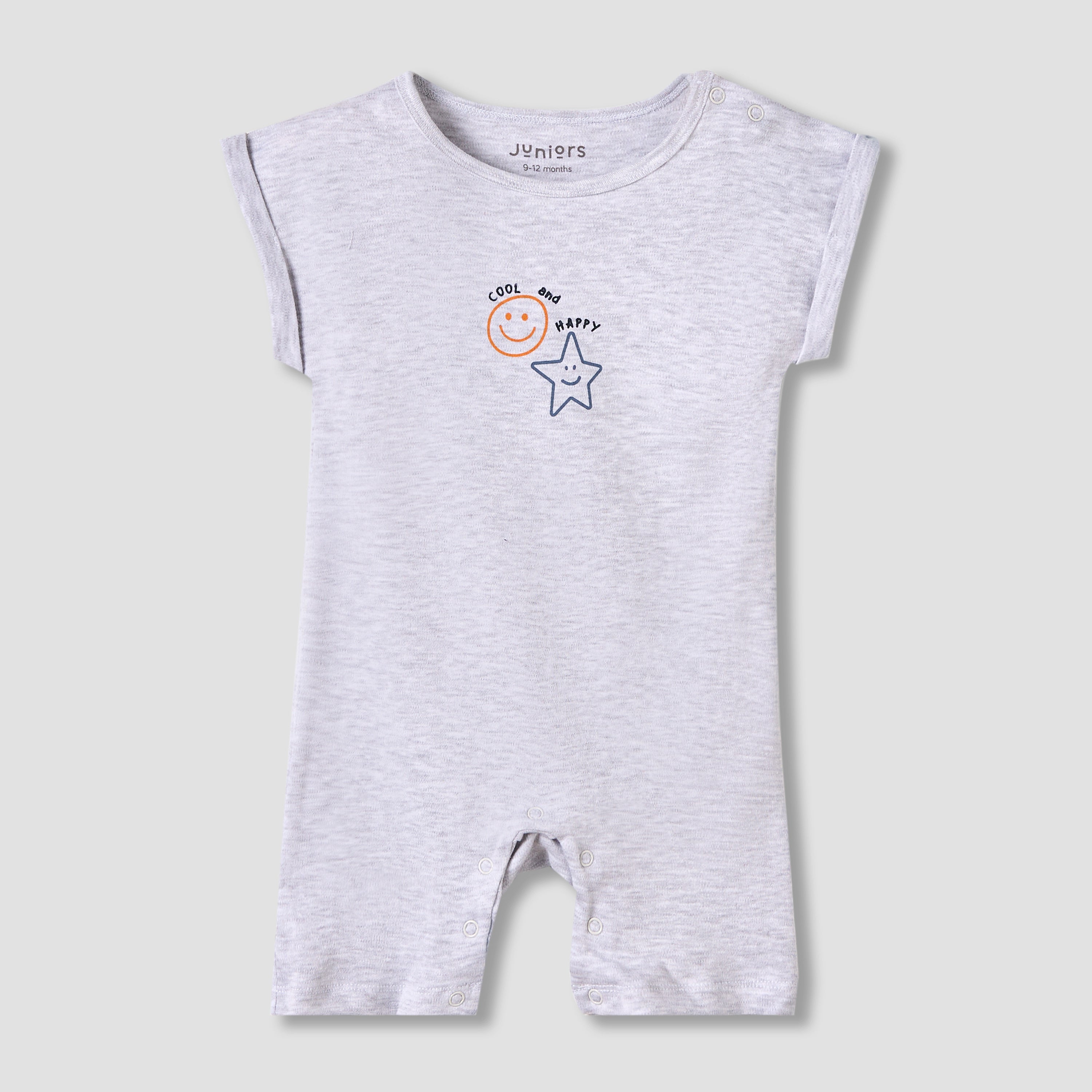 Juniors Crew Neck Romper with Print - Cotton - Short Sleeves - Set of 3