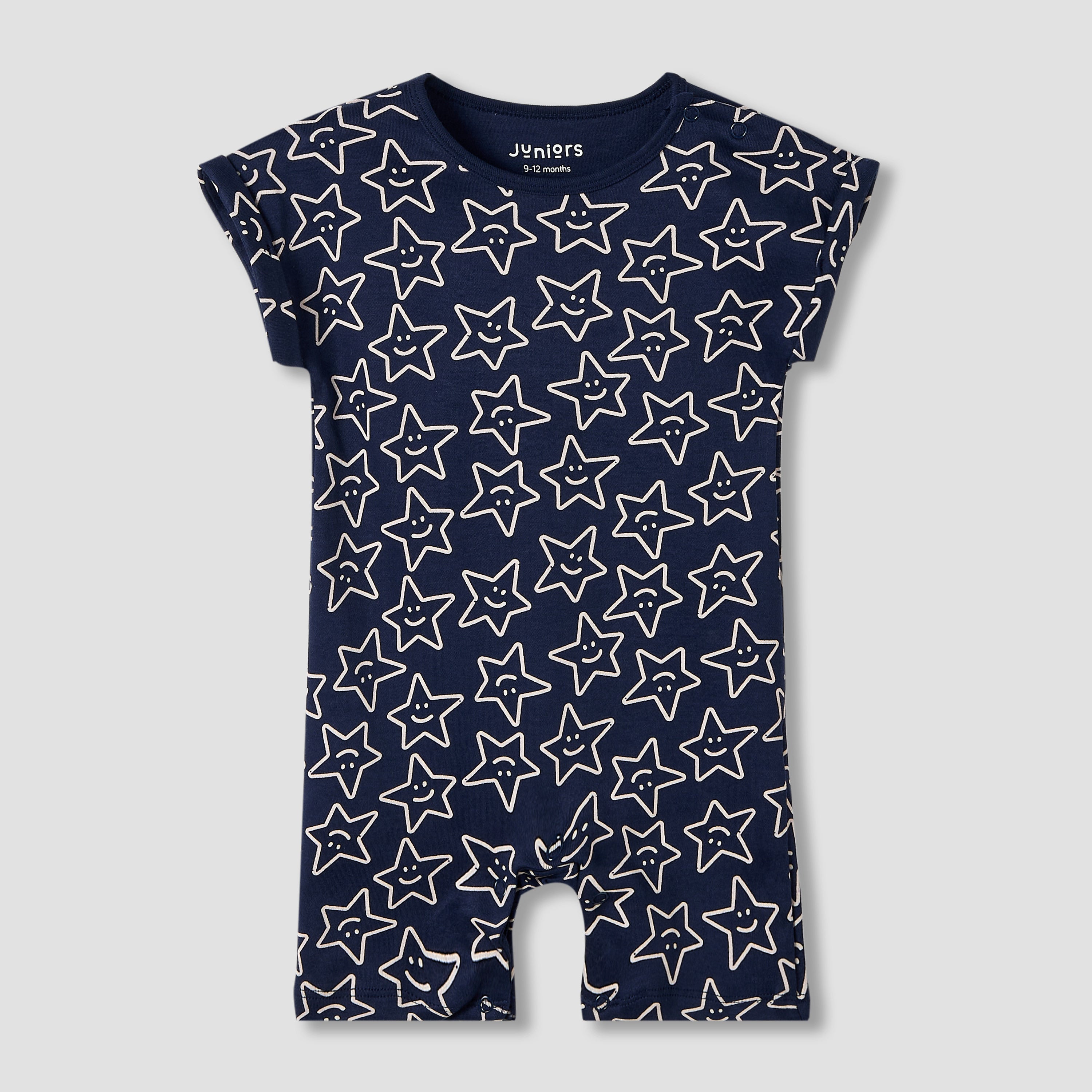 Juniors Crew Neck Romper with Print - Cotton - Short Sleeves - Set of 3