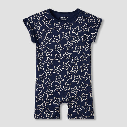 Juniors Crew Neck Romper with Print - Cotton - Short Sleeves - Set of 3