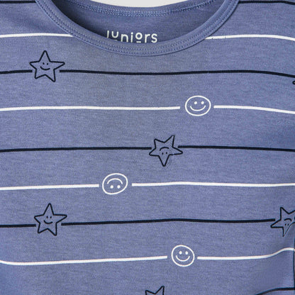 Juniors Crew Neck Romper with Print - Cotton - Short Sleeves - Set of 3