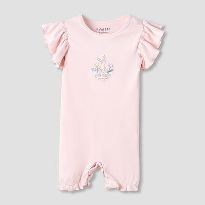 Juniors Crew Neck Romper with Print - Cotton - Short Sleeves - Set of 3