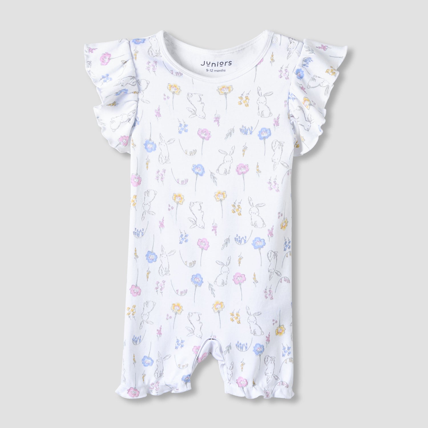 Juniors Crew Neck Romper with Print - Cotton - Short Sleeves - Set of 3