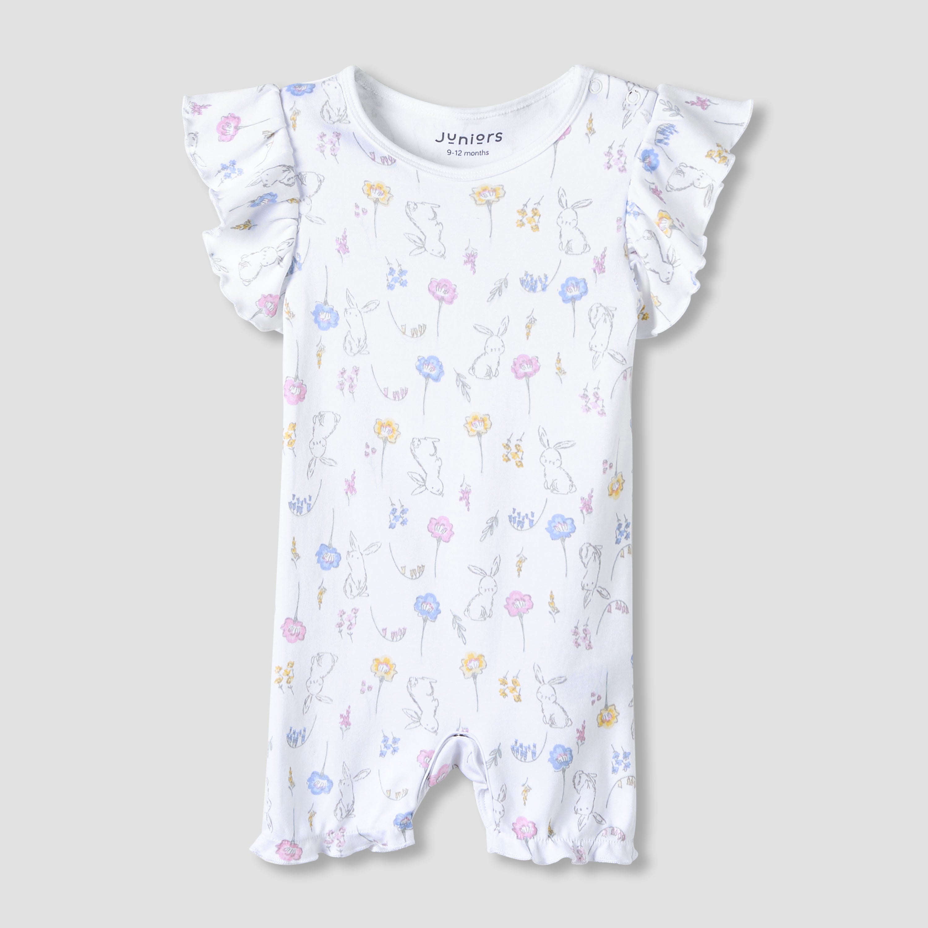 Juniors Crew Neck Romper with Print - Cotton - Short Sleeves - Set of 3