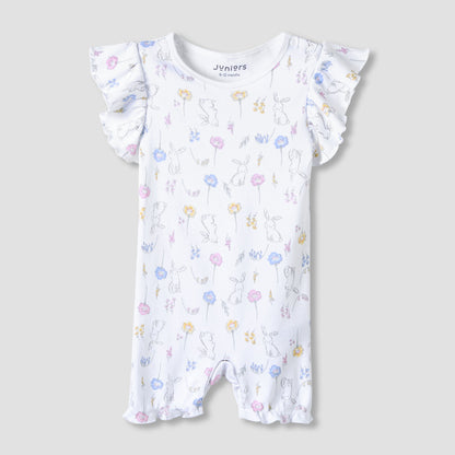 Juniors Crew Neck Romper with Print - Cotton - Short Sleeves - Set of 3