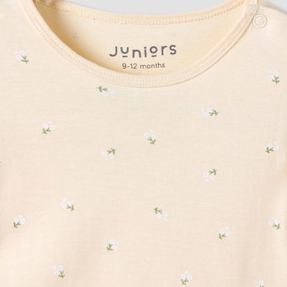Juniors Crew Neck Romper with Print - Cotton - Short Sleeves - Set of 3