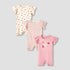Juniors Crew Neck Romper with Snap Button Closure - Cotton - Cap Sleeves - Set of 3 - Multicolour / 12-18 mths
