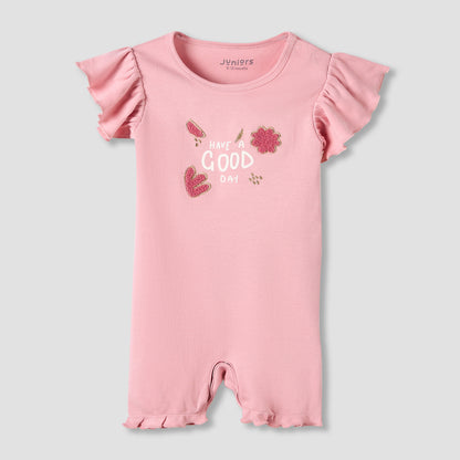 Juniors Crew Neck Romper with Snap Button Closure - Cotton - Cap Sleeves - Set of 3