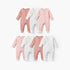 Juniors Solid Closed Feet Sleepsuit with Long Sleeves - Set of 7 - Multicolour / 12-18 mths
