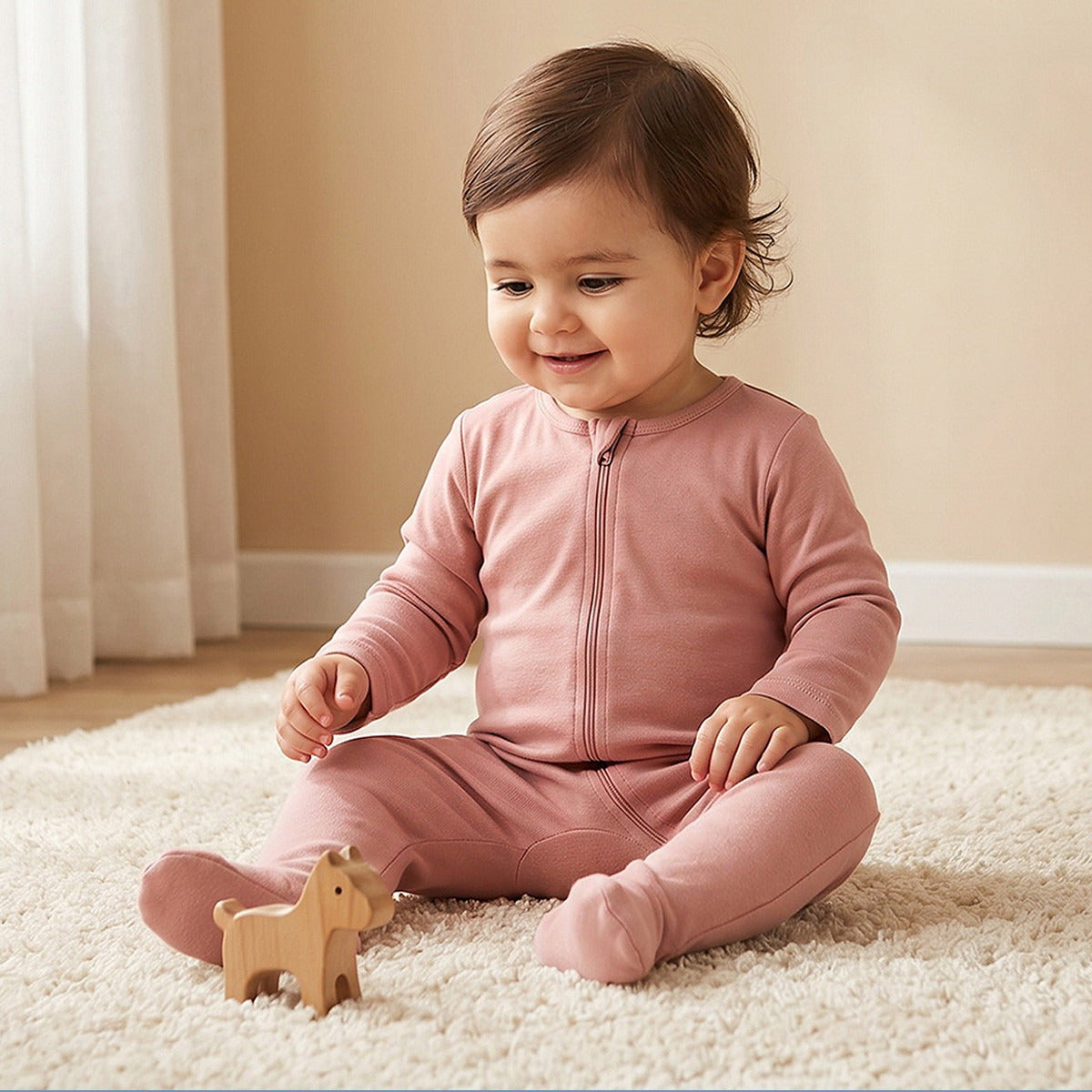 Juniors Solid Closed Feet Sleepsuit with Long Sleeves - Set of 7