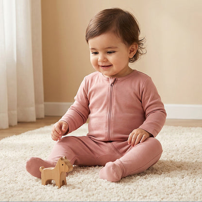 Juniors Solid Closed Feet Sleepsuit with Long Sleeves - Set of 7