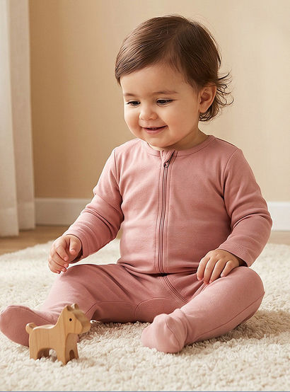 Juniors Solid Closed Feet Sleepsuit with Long Sleeves - Set of 7-baby-girls-clothing-nightwear-sleepsuits-image-2