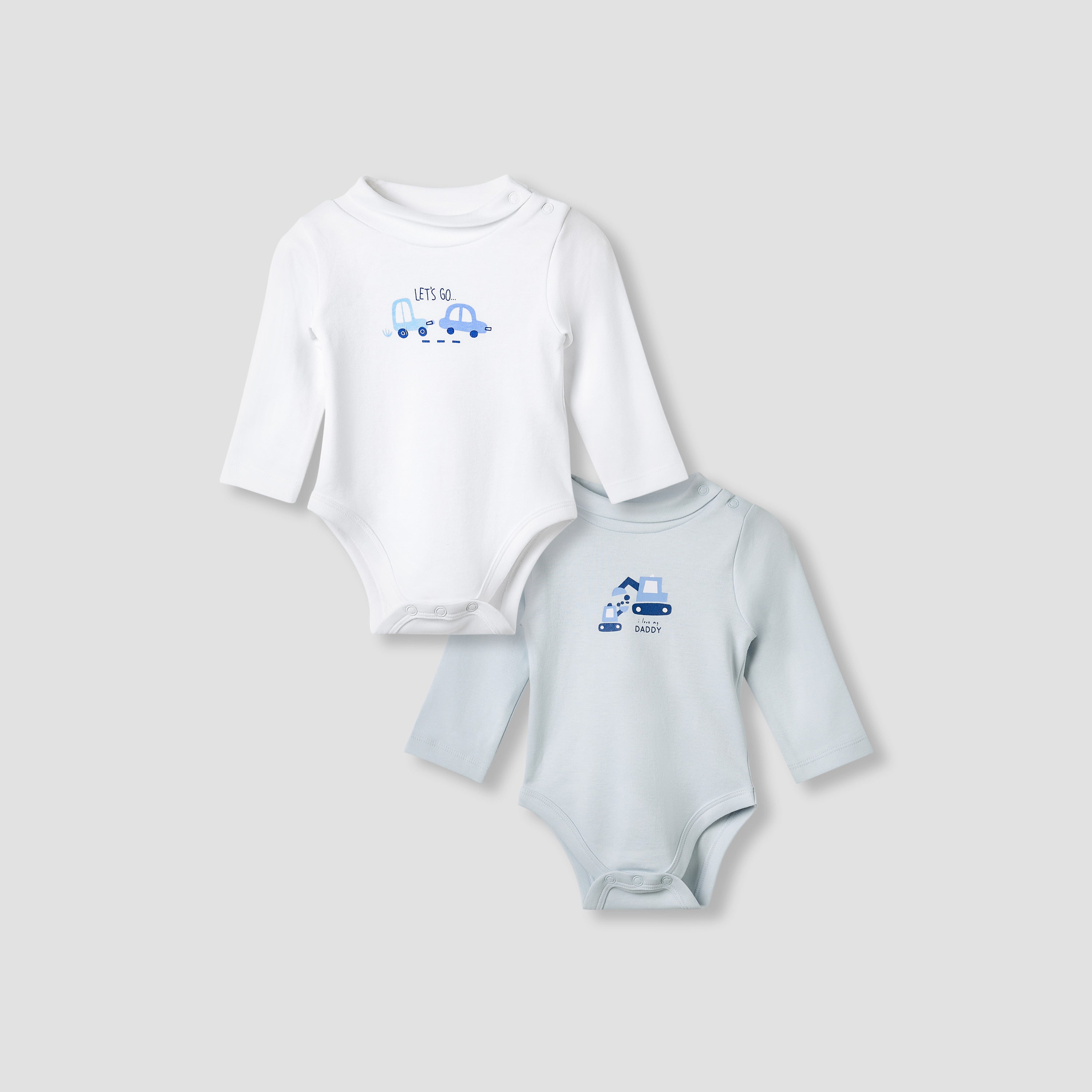 Juniors Crew Neck Bodysuit with Vehicle Print - Cotton - Long Sleeves - Multicolour / 12-18 mths