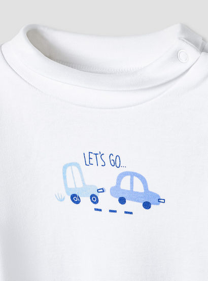 Juniors Crew Neck Bodysuit with Vehicle Print - Cotton - Long Sleeves-baby-boys-clothing-bodysuits-image-4